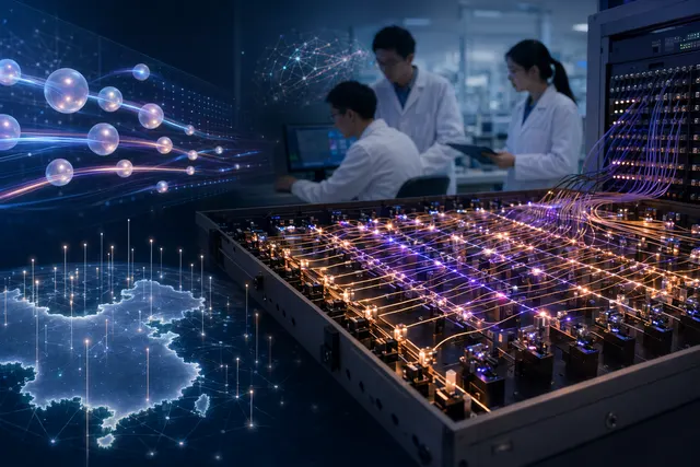 Illustration of Jiuzhang 4.0 photonic quantum computer performing large‑scale Gaussian boson sampling