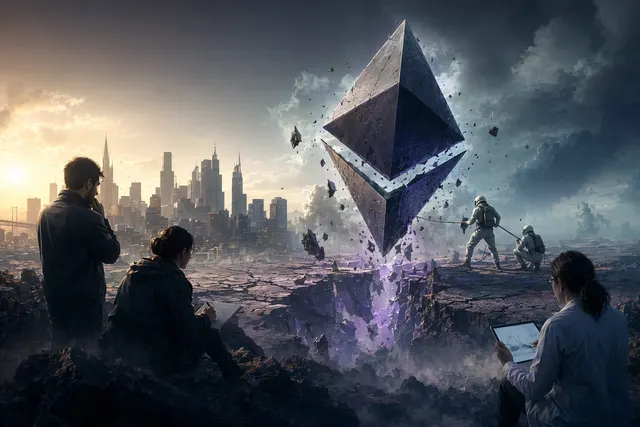 Illustration representing Ethereum market stress and declining demand signals