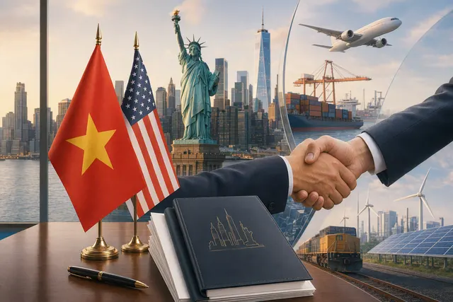 Editorial illustration of Vietnam’s planned New York business and trade visit
