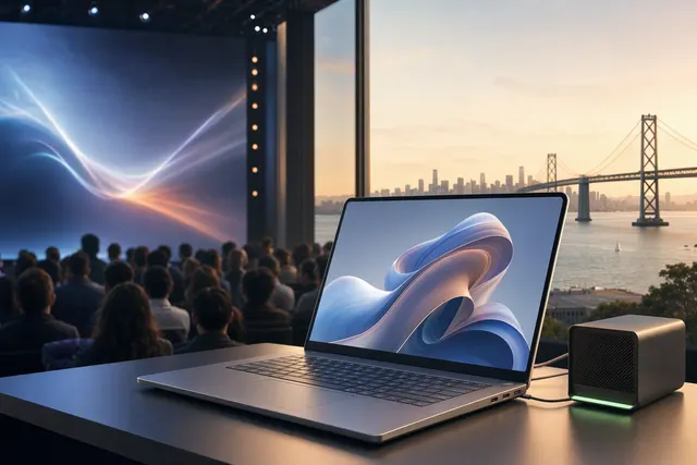 Editorial illustration for Microsoft’s Surface Laptop Ultra and its RTX Spark local-AI positioning
