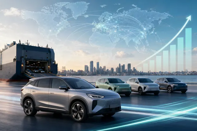 Concept image illustrating Chery’s global electric vehicle expansion and next‑generation EV battery technology