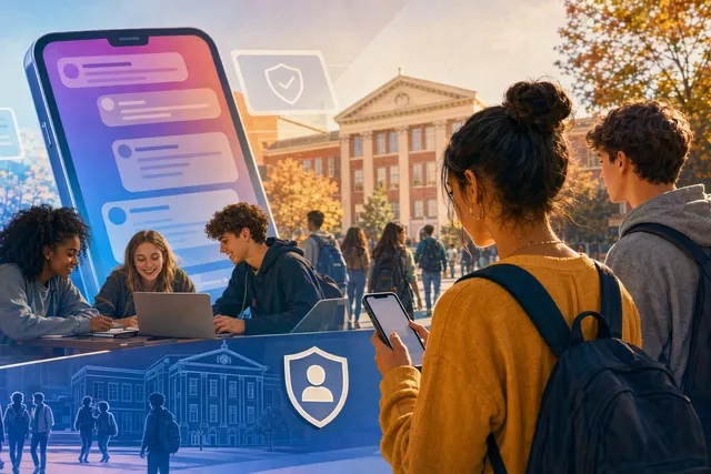 Illustration representing Instagram school communities, student features, and school updates
