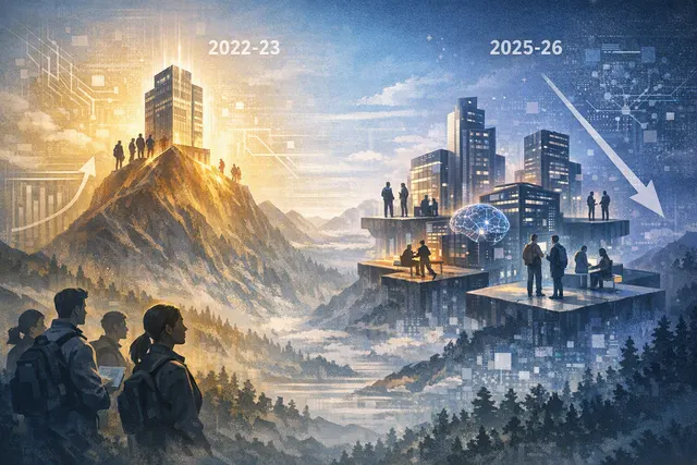 How has Google DeepMind’s position as Europe’s dominant employer of elite AI researchers changed from 2022–23 to 2025–26, including the fall