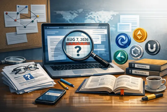 A dramatic visual representing a cryptocurrency exchange delisting, with a magnifying glass over a list of altcoin symbols, symbolizing fact-checking and investigation.