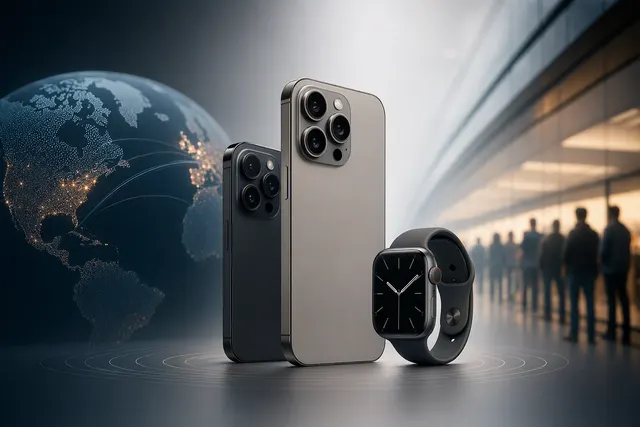 Editorial illustration of Apple iPhone 18 Pro and Apple Watch launch coverage