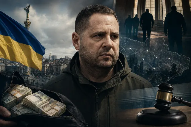 Illustration representing Ukraine corruption investigation involving former presidential aide Andriy Yermak