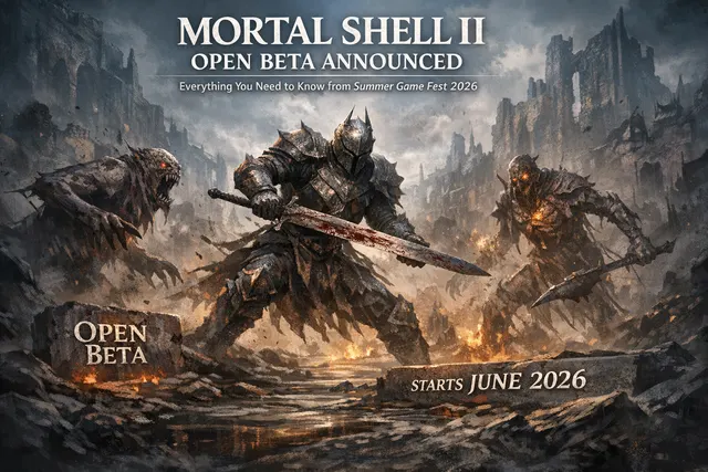 Dark fantasy warrior from Mortal Shell II wielding a melee weapon in a ruined, interconnected open world environment