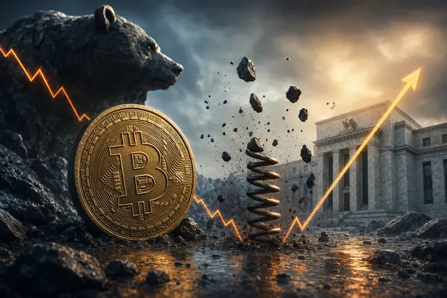 Illustration for an article about Bitcoin’s market risks and competing downside forecasts