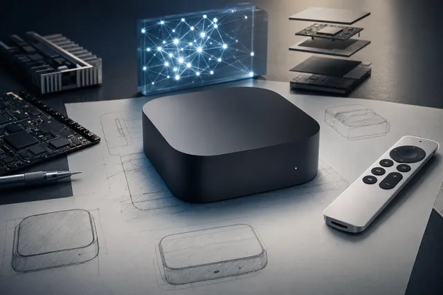 AI-generated editorial illustration accompanying coverage of a rumored fourth-generation Apple TV 4K