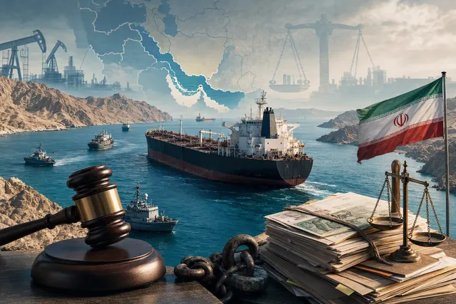 AI-generated illustration accompanying a report on Iran’s plan to sell seized commercial ships