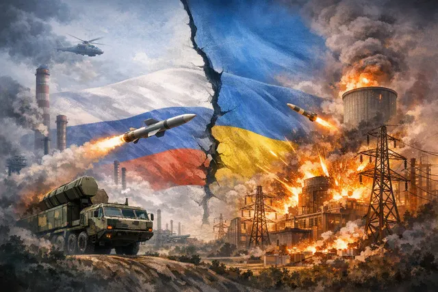 Illustration of missile and drone strikes against Ukraine’s energy infrastructure during the Russia-Ukraine war
