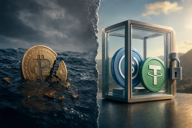AI-generated editorial illustration accompanying an article about recovering Bitcoin and frozen stablecoins after the Binance hack