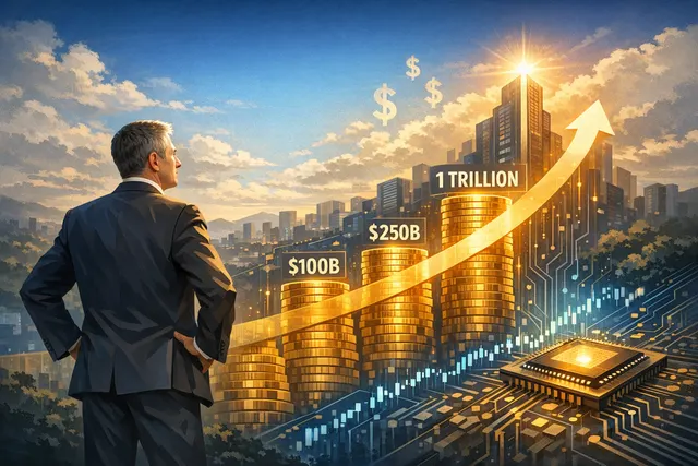 Illustration of Arm Holdings CEO Rene Haas's proposed $800 million compensation package tied to trillion-dollar market capitalization milestones