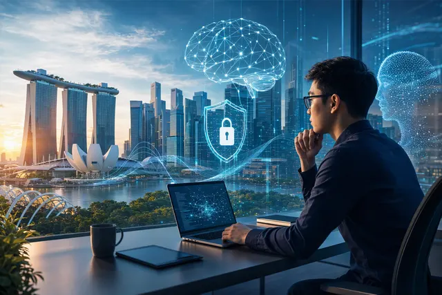 Illustrative visual for an article about AI and Singapore’s cybersecurity workforce