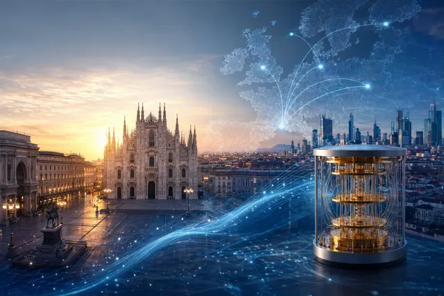 Concept illustration of quantum computing algorithms and software powering Europe’s quantum ecosystem