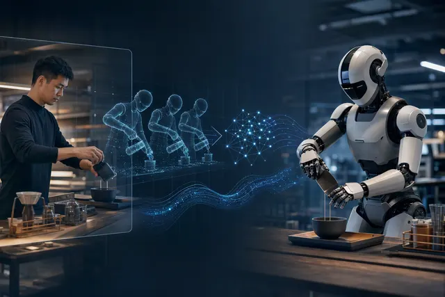 Illustrative humanoid robot handling objects in a work setting