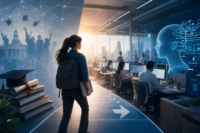 Illustration representing AI transforming entry-level jobs and graduate hiring expectations