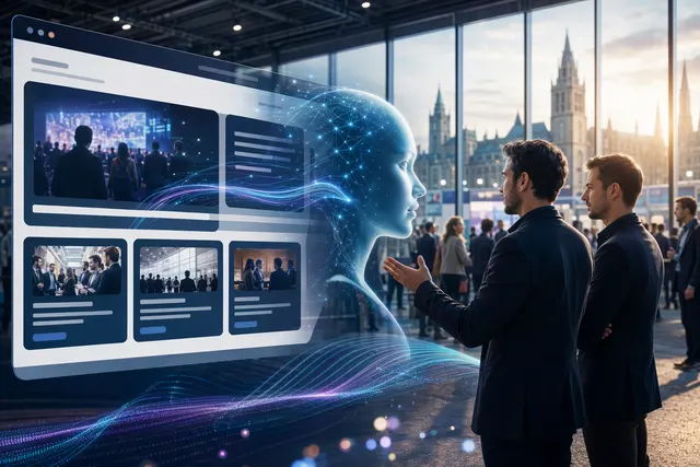 Illustration of AI personalization transforming a B2B event website experience