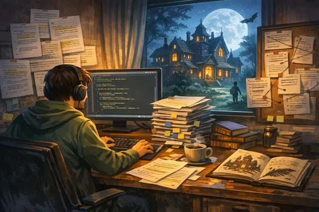 AI-generated editorial hero image for Haunted Chocolatier coverage