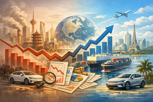 BYD electric vehicles representing the contrast between a pressured China market and expanding overseas operations