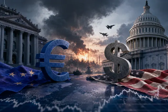 Euro versus U.S. dollar exchange rate falling toward 1.16 amid geopolitical tensions and energy shock