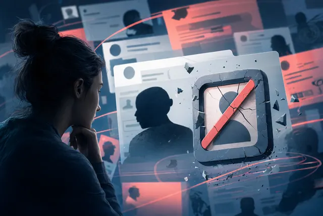 Editorial illustration of X users, public posts and a weakened block shield.