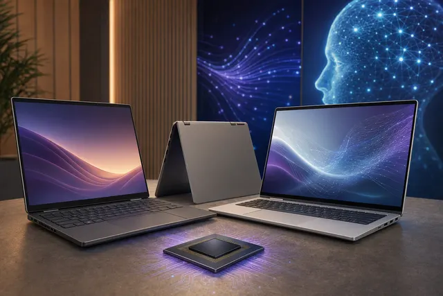 AI-generated illustration accompanying coverage of Snapdragon-powered Googlebook and Surface laptops