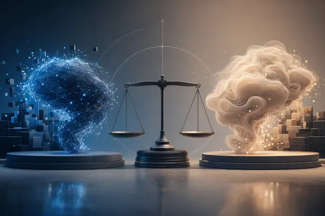 Editorial illustration comparing Claude Opus 4.7 and GPT-5.5 Spud for AI regression drift and reproducibility