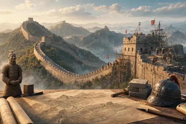 AI-generated editorial illustration for an article about the Great Wall of China