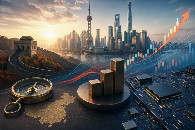 Illustration of Chinese stock-market derivatives and AI technology investment