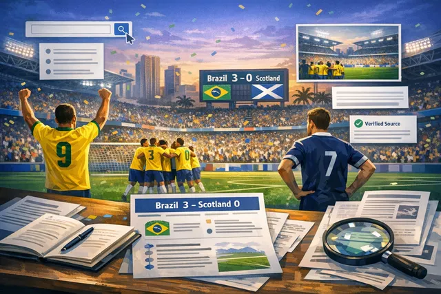 Vinicius Junior celebrates scoring for Brazil against Scotland in the 2026 FIFA World Cup Group C match at Hard Rock Stadium in Miami Gardens.