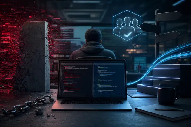 Conceptual illustration of developers moving from Claude Code to GitHub Copilot CLI within Microsoft’s AI development ecosystem