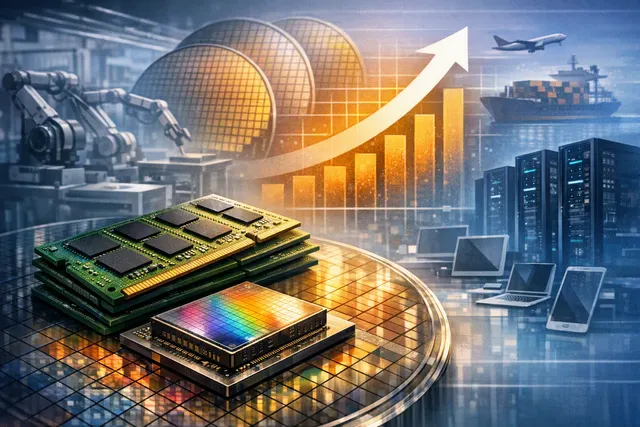 Illustration of AI data centers driving demand for HBM, DRAM, and NAND memory chips