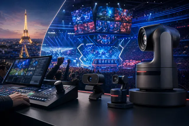 AI-generated illustration of compact cameras capturing an esports event