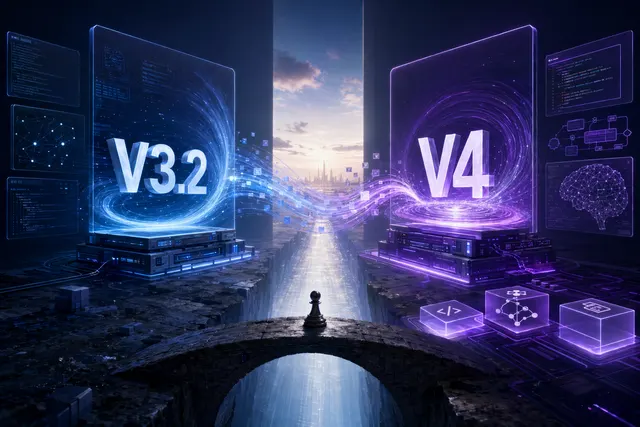 Minh họa so sánh DeepSeek V4 Preview và DeepSeek V3.2 với trọng tâm context dài, agent và API