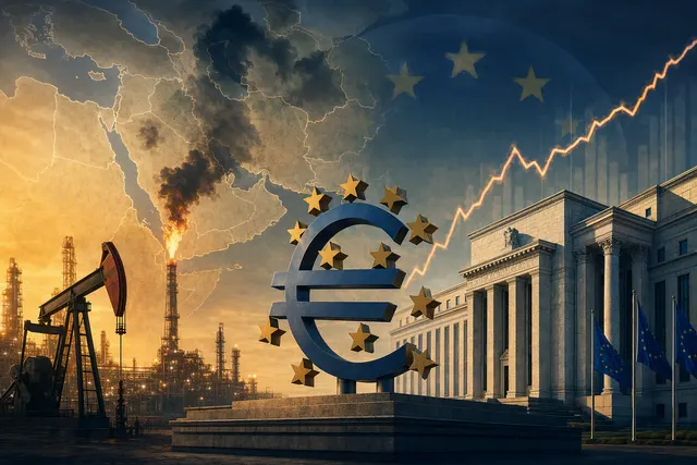 AI-generated editorial illustration about energy prices and the ECB interest-rate outlook