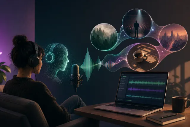 Illustration representing Spotify AI‑generated personal podcasts and interactive podcast features