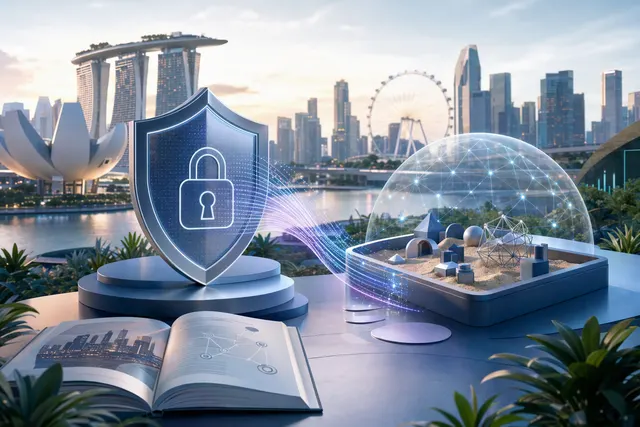 Conceptual illustration of privacy-preserving AI collaboration across protected datasets