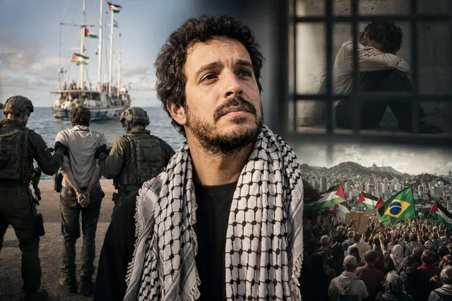 AI-generated illustration representing Thiago Ávila’s Gaza flotilla detention case