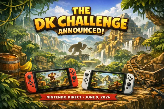 Nintendo Switch 2 DK Challenge event visual featuring Donkey Kong and collectible digital Challenge Cards against a jungle backdrop