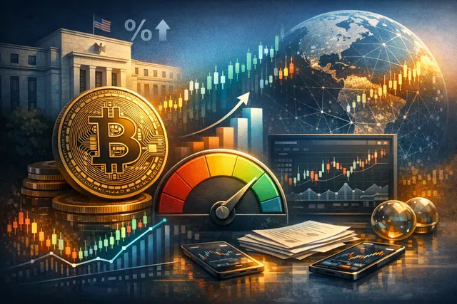 Bitcoin price chart glowing red over a dark market data terminal, reflecting bearish sentiment and a critical inflection point in late May 2026.