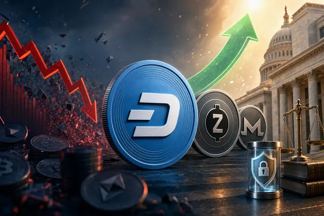 Editorial illustration representing privacy-focused cryptocurrency markets