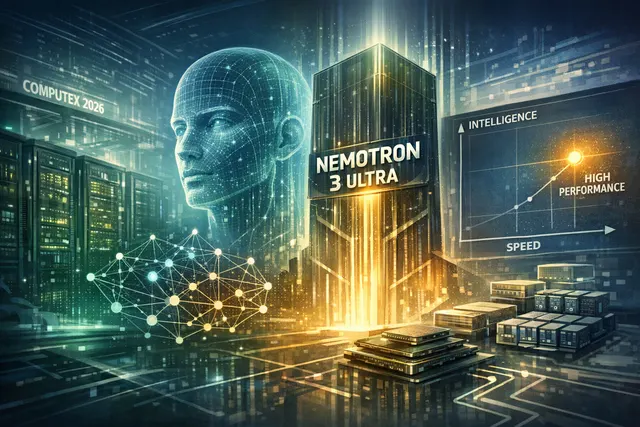 Nvidia Nemotron 3 Ultra 550B AI model concept art showing neural network visualization