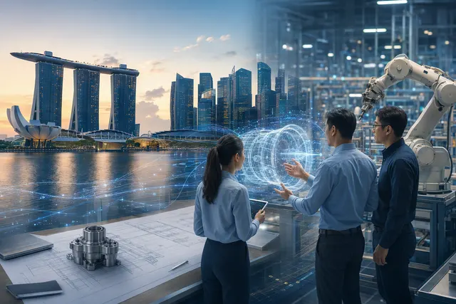 Conceptual illustration for PhysicsX’s AI-powered industrial engineering and Singapore expansion.