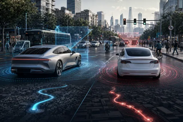 XPENG VLA 2.0 self-driving system compared with Tesla Full Self Driving on Chinese city streets