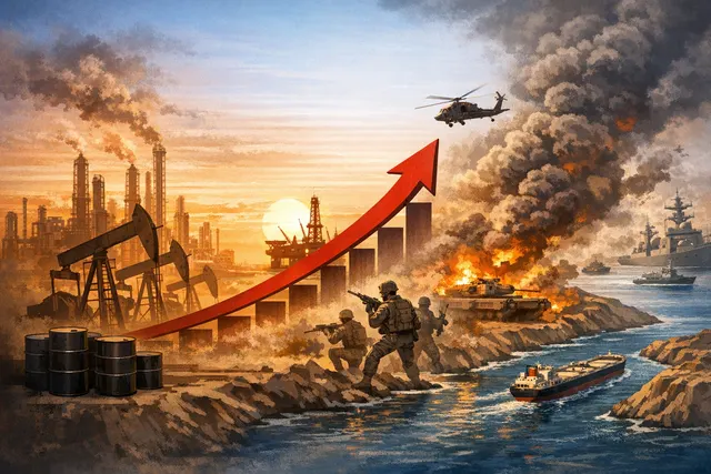 Oil tankers at sea with a refinery in the background, representing global oil supply and the Strait of Hormuz crisis