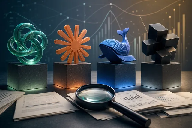 Illustration comparant les benchmarks de GPT-5.5, Claude Opus 4.7, DeepSeek V4 et Kimi K2.6