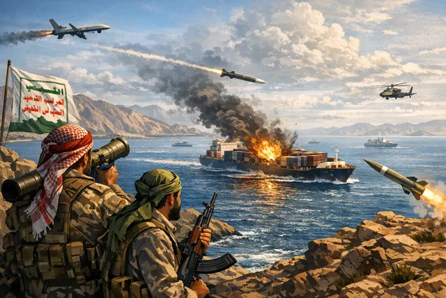 Houthi military spokesman announcing a total ban on Israeli shipping in the Red Sea on June 8, 2026