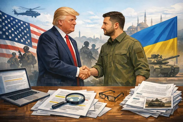 Trump and Zelensky shake hands at the NATO summit in Ankara, with defense agreements being signed in the background