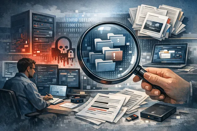 Digital illustration representing a cybersecurity breach at Tata Electronics, with data breach imagery and supply-chain network nodes